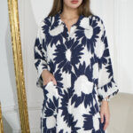 جلابيه كحلي بقطن بلياقه مشجره (2)