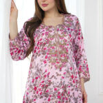 جلابيه وردي مخاوير اماراتيه بحلق محدد و فصوص (3)