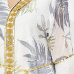 ⁦جلابية مشجرة باكمام كلوش لون كحلي مع شريط شك⁩ - الصورة ⁦4⁩