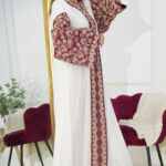 ⁦جلابيه عنابي خليجى باكمام وسيع⁩ - الصورة ⁦5⁩