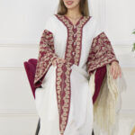 ⁦جلابيه عنابي خليجى باكمام وسيع⁩ - الصورة ⁦7⁩