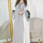 جلابيه رمادي شك من امام وبكم وسيع كتل