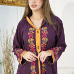 ⁦جلابيه موف مغربيه بتطرز شك من امام⁩ - الصورة ⁦2⁩