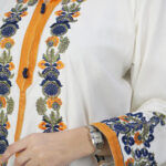 ⁦جلابيه ابيض مغربيه بتطرز شك من امام⁩ - الصورة ⁦2⁩