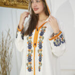 جلابيه ابيض مغربيه بتطرز شك من امام