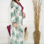 ⁦جلابيه تيفاني مزينه بدقات شرايط عنابي من امام⁩ - الصورة ⁦3⁩