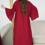 ⁦جلابيه احمر بخرز من صدر منتد الى اكتاف⁩ - الصورة ⁦4⁩