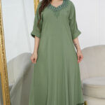 جلابيه تيفاني خليجى بتطريز شك و فصوص من امام