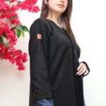 ⁦عباية بقصه A شامواه ربع كلوش محدده بكحلي و بأكمام معصم⁩ - الصورة ⁦8⁩