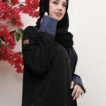 ⁦عباية بقصه A شامواه ربع كلوش محدده بكحلي و بأكمام معصم⁩ - الصورة ⁦2⁩