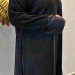 ⁦عباية شامواه ربع كلوش محدده اسود و بأكمام معصم⁩ - الصورة ⁦6⁩