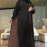 عباية شامواه ربع كلوش محدده ببني و بأكمام معصم