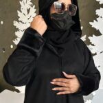 ⁦عباية قبوع فروة اسود شامواه شتوية⁩ - الصورة ⁦4⁩