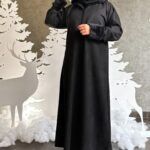 ⁦عباية قبوع فروة اسود شامواه شتوية⁩ - الصورة ⁦7⁩