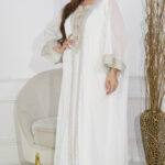 ⁦جلابيه ابيض طبقتين بطبقه بشت شيفون⁩ - الصورة ⁦2⁩