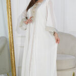 ⁦جلابيه ابيض طبقتين بطبقه بشت شيفون⁩ - الصورة ⁦3⁩
