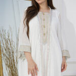 ⁦جلابيه ابيض طبقتين بطبقه بشت شيفون⁩ - الصورة ⁦7⁩