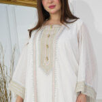 ⁦جلابيه ابيض طبقتين بطبقه بشت شيفون⁩ - الصورة ⁦8⁩