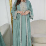 ⁦جلابيه تيفاني طبقتين بطبقه بشت شيفون⁩ - الصورة ⁦2⁩