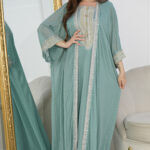 جلابيه تيفاني طبقتين بطبقه بشت شيفون