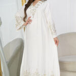 جلابيه ابيض بشك خرز بشكل مميز