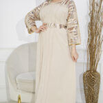 جلابية بيج مطرزه بترتر