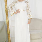 ⁦جلابيه ابيض مطرزه بترتر⁩ - الصورة ⁦2⁩