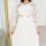 جلابيه ابيض مطرزه بترتر