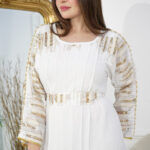 ⁦جلابيه ابيض مطرزه بترتر⁩ - الصورة ⁦5⁩