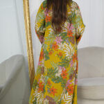 ⁦جلابيه اصفر مشجره بلولو من امام⁩ - الصورة ⁦4⁩