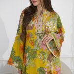 ⁦جلابيه اصفر مشجره بلولو من امام⁩ - الصورة ⁦5⁩