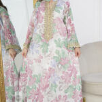 ⁦جلابية مشجره بموف بتطريز ذهبي⁩ - الصورة ⁦3⁩