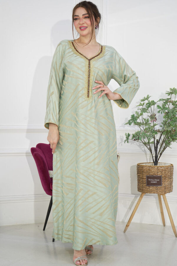 ⁦جلابيه تيفاني جاكار مطرزه من بشك من امام⁩ - الصورة ⁦3⁩