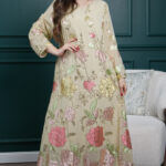 جلابيه بيج بترتر كامل على شكل ورود