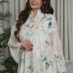 ⁦جلابية تركواز مورده بتيفاني⁩ - الصورة ⁦3⁩