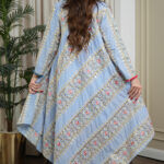 ⁦جلابيه سماوي بترتر على شكل خطوط⁩ - الصورة ⁦4⁩