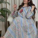 ⁦جلابيه سماوي بترتر على شكل خطوط⁩ - الصورة ⁦6⁩