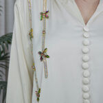 ⁦جلابية مغربي بيج بتطريز خرز لامع⁩ - الصورة ⁦4⁩