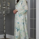 ⁦جلابية مشجره بورد تركواز⁩ - الصورة ⁦4⁩