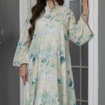 جلابية مشجره بورد تركواز