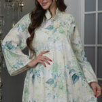 ⁦جلابية مشجره بورد تركواز⁩ - الصورة ⁦7⁩