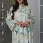 ⁦جلابية مشجره بورد تركواز⁩ - الصورة ⁦2⁩