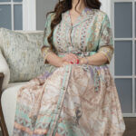 جلابيه بلياقه مندمجه بتشجر البيج و تيفاني