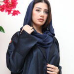 ⁦عبايه بليزر بقماش كتان بلون كحلي⁩ - الصورة ⁦7⁩