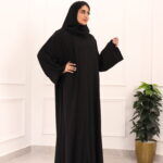 ⁦عبايه كلوش نواعم كلاسيك محددة باسود⁩ - الصورة ⁦5⁩