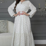 ⁦جلابيه ابيض كويتيه ترتر كامل على شكل ورود صغير⁩ - الصورة ⁦8⁩