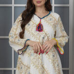 ⁦جلابيه ابيض بترتر على شكل خطوط⁩ - الصورة ⁦4⁩