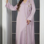 جلابية مغربي موف بتطريز خرز لامع