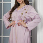 ⁦جلابية مغربي موف بتطريز خرز لامع⁩ - الصورة ⁦5⁩