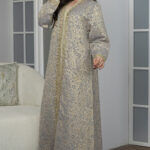 ⁦جلابيه تركواز مفتوح بطبقه داخليه مع شريط ذهبي⁩ - الصورة ⁦7⁩